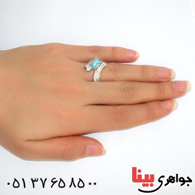 انگشتر فیروزه نیشابوری زنانه رادیوم لوکس مدل حوریا _کد:9820