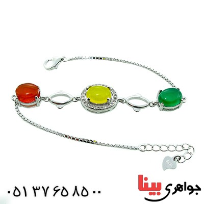دستبند چند جواهر عقیق زنانه مدل نازآفرین _کد:9822