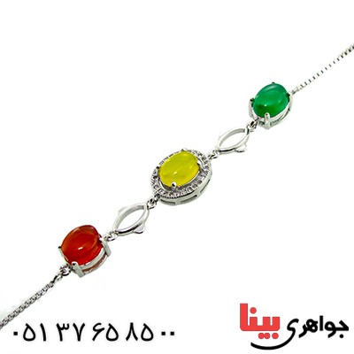 دستبند چند جواهر عقیق زنانه مدل نازآفرین _کد:9822