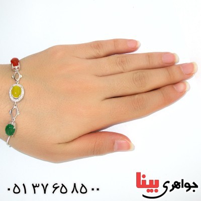 دستبند چند جواهر عقیق زنانه مدل نازآفرین _کد:9822