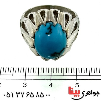 انگشتر فیروزه مصری درجه یک درشت مردانه دور اشکی فاخر _کد:1383