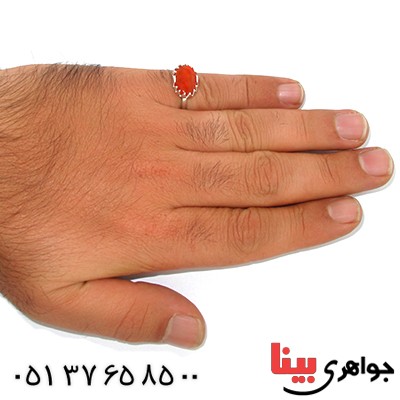 انگشتر عقیق یمنی عالی مردانه رادیوم لوکس تمام چنگ مدل مهرگان _کد:9832