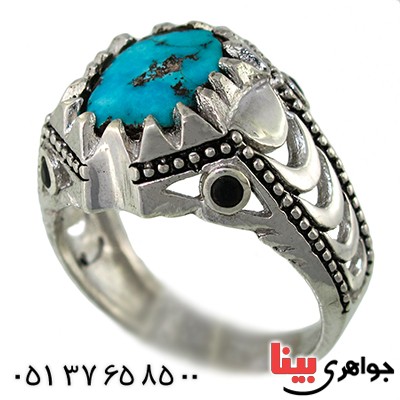 انگشتر فیروزه نیشابوری مردانه رادیوم لوکس _کد:9834