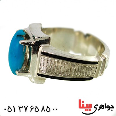 انگشتر فیروزه مصری درجه یک درشت مردانه کلاسیک _کد:1386