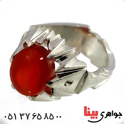 انگشتر عقیق یمنی مردانه درشت دور چنگی باشکوه _کد:1388
