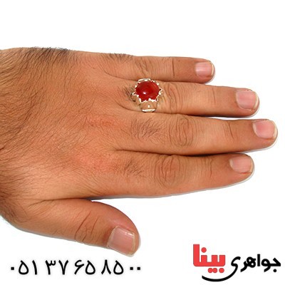 انگشتر عقیق یمنی مردانه درشت دور چنگی باشکوه _کد:1388