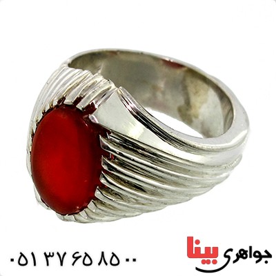انگشتر عقیق یمنی مرغوب مردانه درشت شیاردار چشمگیر _کد:1390