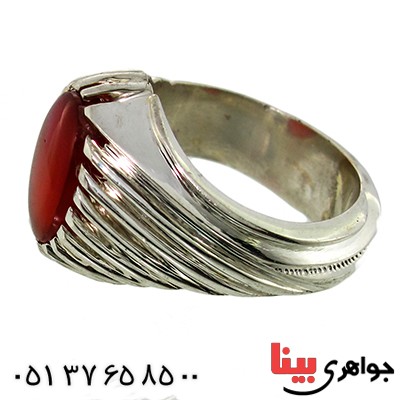 انگشتر عقیق یمنی مرغوب مردانه درشت شیاردار چشمگیر _کد:1390