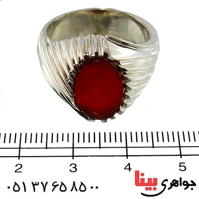 انگشتر عقیق یمنی مرغوب مردانه درشت شیاردار چشمگیر _کد:1390