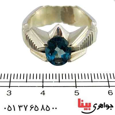 انگشتر توپاز لندنی خوشرنگ و تک مردانه چهار چنگ _کد:9838