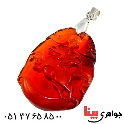 گردنبند عقیق درشت با حکاکی هنرمندانه اسب _کد:9844