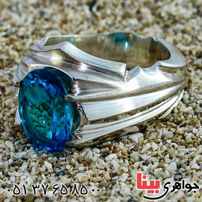 انگشتر توپاز درجه مردانه درشت سنتی فاخر _کد:1391