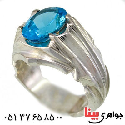 انگشتر توپاز درجه مردانه درشت سنتی فاخر _کد:1391