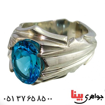 انگشتر توپاز درجه مردانه درشت سنتی فاخر _کد:1391