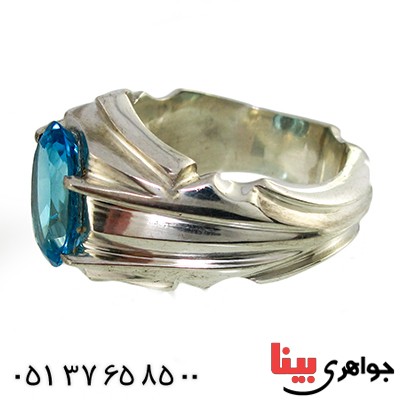 انگشتر توپاز درجه مردانه درشت سنتی فاخر _کد:1391