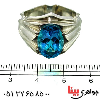 انگشتر توپاز درجه مردانه درشت سنتی فاخر _کد:1391