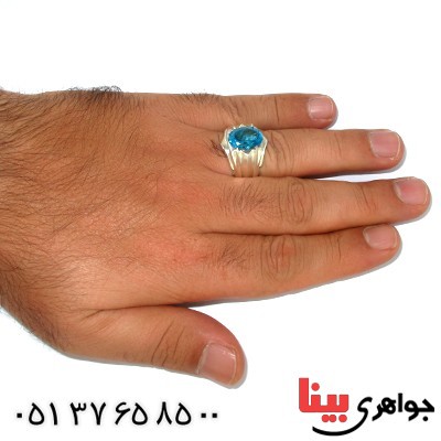 انگشتر توپاز درجه مردانه درشت سنتی فاخر _کد:1391