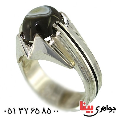 انگشتر عقیق باباقوری تک مردانه چهار چنگ کلاسیک _کد:1393