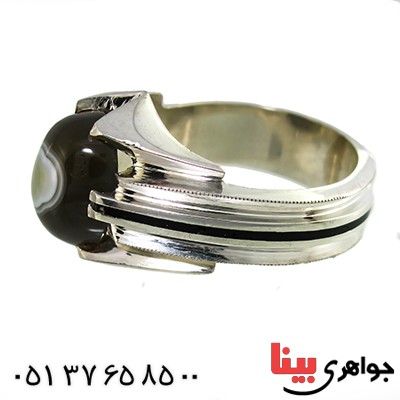 انگشتر عقیق باباقوری تک مردانه چهار چنگ کلاسیک _کد:1393