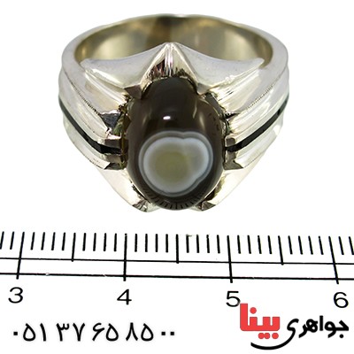 انگشتر عقیق باباقوری تک مردانه چهار چنگ کلاسیک _کد:1393