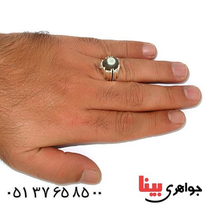 انگشتر عقیق باباقوری تک مردانه چهار چنگ کلاسیک _کد:1393