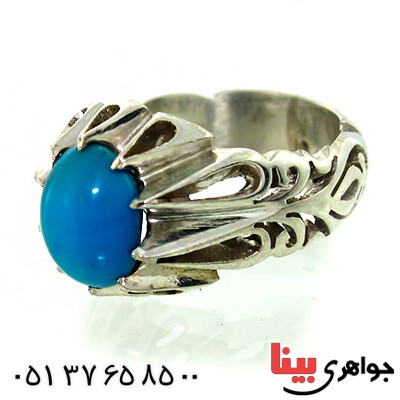 انگشتر فیروزه مصری درجه یک مردانه سنتی فاخر _کد:1394