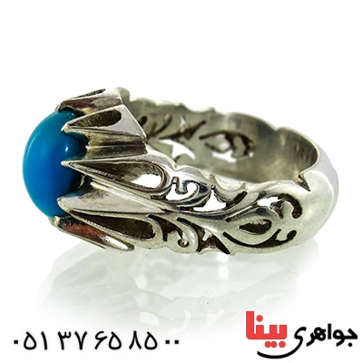 انگشتر فیروزه مصری درجه یک مردانه سنتی فاخر _کد:1394