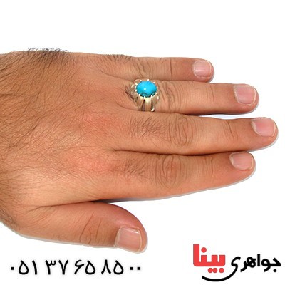 انگشتر فیروزه مصری درجه یک مردانه سنتی فاخر _کد:1394