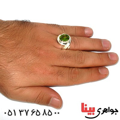 انگشتر زبرجد تک درجه یک مردانه درشت فاخر و نفیس _کد:1395