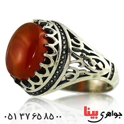 انگشتر عقیق قرمز مردانه یا علی قرینه _کد:9849