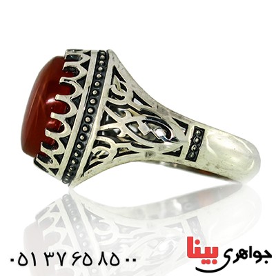 انگشتر عقیق قرمز مردانه یا علی قرینه _کد:9849