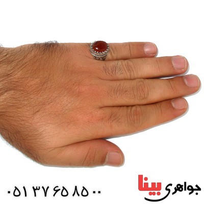 انگشتر عقیق قرمز مردانه یا علی قرینه _کد:9849