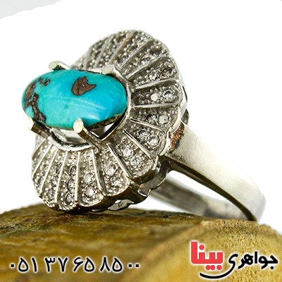 انگشتر فیروزه نیشابوری درشت زنانه مدل آذین _کد:9853
