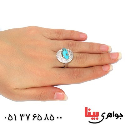 انگشتر فیروزه نیشابوری درشت زنانه مدل آذین _کد:9853