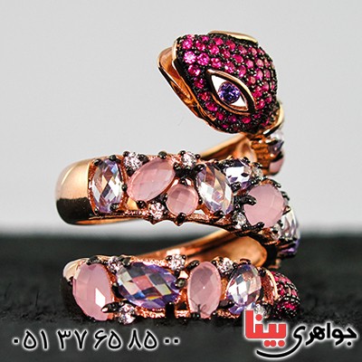 انگشتر نگین کریستالی زنانه سلطنتی خاص مدل مارپیچ _کد:9867