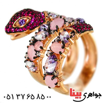 انگشتر نگین کریستالی زنانه سلطنتی خاص مدل مارپیچ _کد:9867