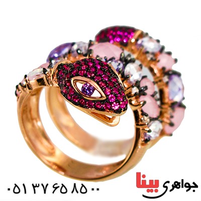 انگشتر نگین کریستالی زنانه سلطنتی خاص مدل مارپیچ _کد:9867