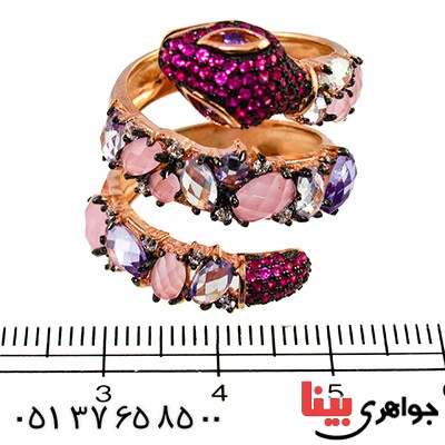 انگشتر نگین کریستالی زنانه سلطنتی خاص مدل مارپیچ _کد:9867