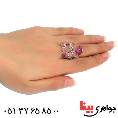 انگشتر نگین کریستالی زنانه سلطنتی خاص مدل مارپیچ _کد:9867