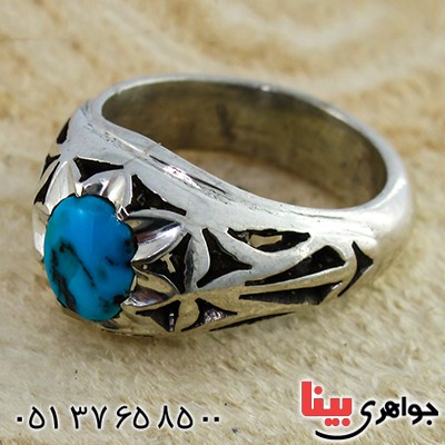 انگشتر فیروزه نیشابوری شجری مردانه سنتی _کد:1401