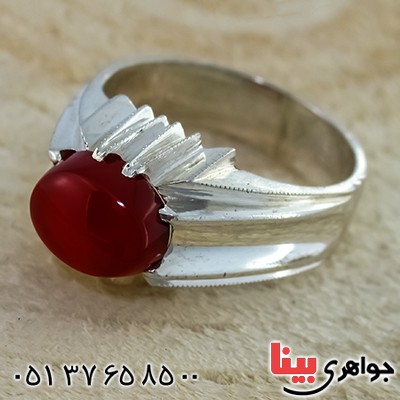انگشتر عقیق یمنی سرخ آبدار مردانه سنتی اصیل _کد:1403