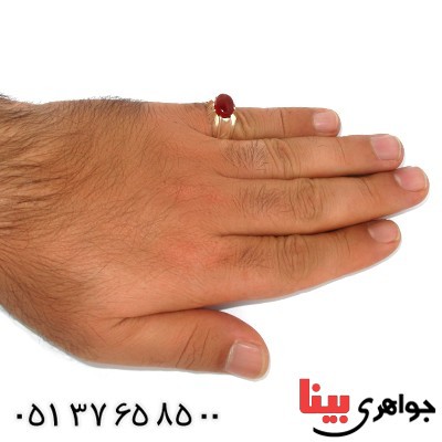 انگشتر عقیق یمنی سرخ آبدار مردانه سنتی اصیل _کد:1403