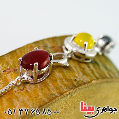 دستبند چند جواهر عقیق و حدید زنانه مدل پرنیا _کد:9873