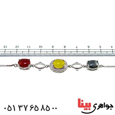 دستبند چند جواهر عقیق و حدید زنانه مدل پرنیا _کد:9873