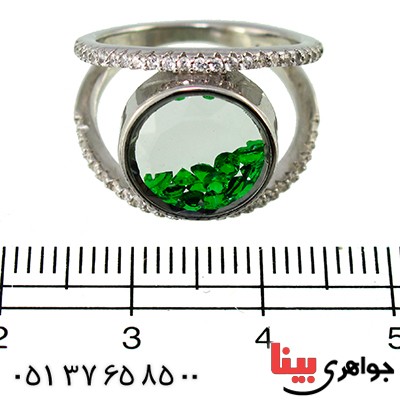 انگشتر زنانه دانه های زمردی متحرک مدل الیزابت _کد:9876