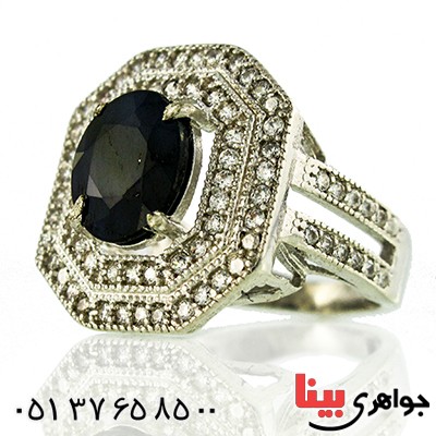 انگشتر یاقوت کبود زنانه درشت مدل حوریا _کد:9877