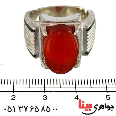 انگشتر عقیق یمنی درشت مردانه شیاردار کلاسیک فاخر _کد:1408