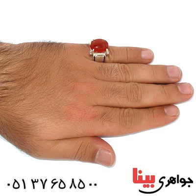 انگشتر عقیق یمنی درشت مردانه شیاردار کلاسیک فاخر _کد:1408