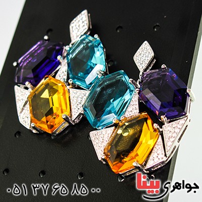سرویس چند جواهر آمتیست، توپاز و سیترین زنانه درشت رادیوم لوکس مدل الیکا _کد:1409