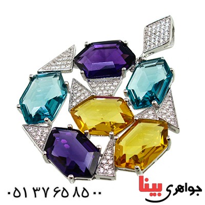 سرویس چند جواهر آمتیست، توپاز و سیترین زنانه درشت رادیوم لوکس مدل الیکا _کد:1409